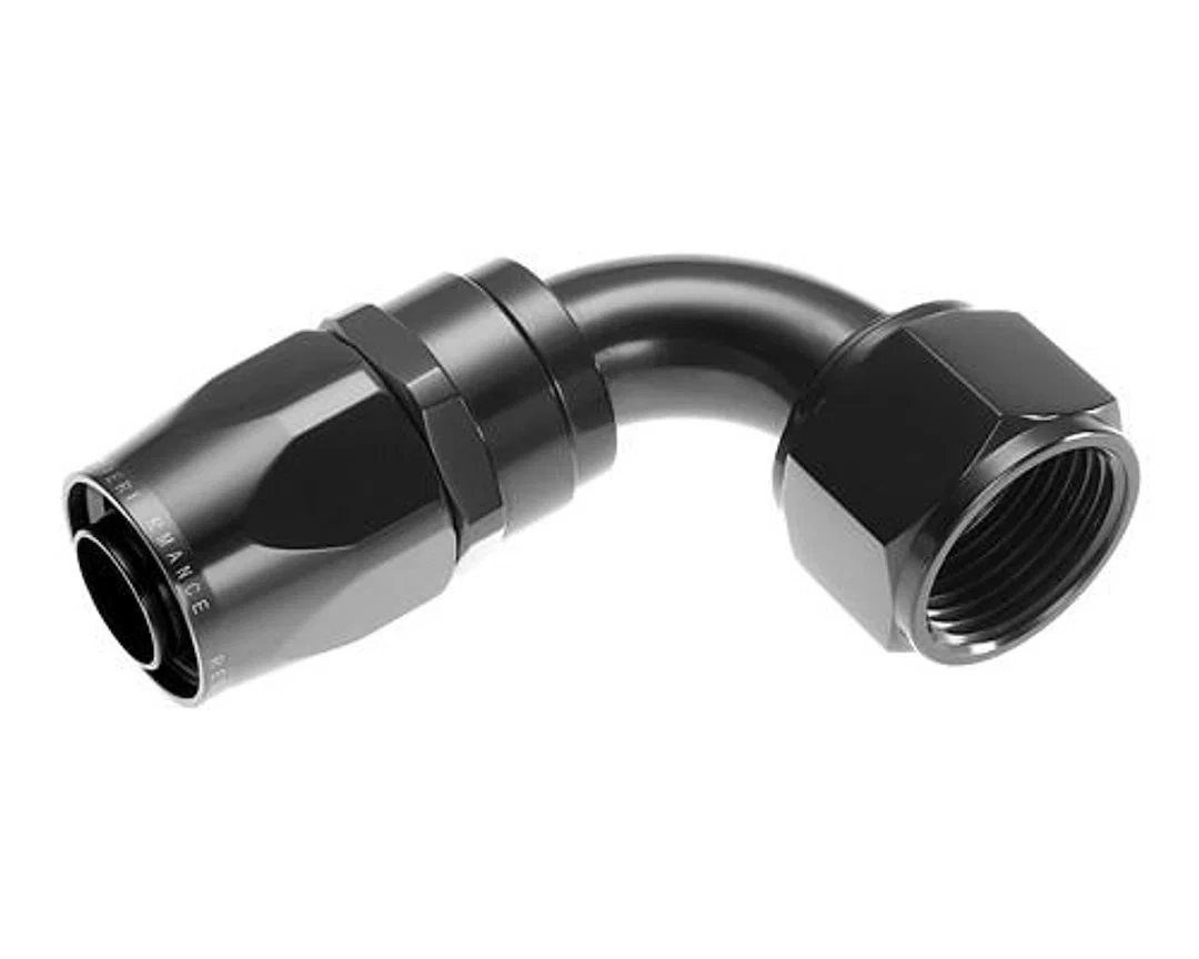 1090-12-2 – REDHORSE Hose End Fitting, -12 AN Hose -12 AN Outlet 90 Degree Anodized Black Aluminum Single
